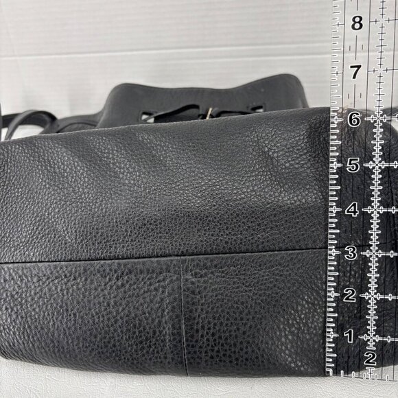 Kate Spade Grey Street Cooper Drawstring Bag Black Leather Gold Tone Crossbody - Picture 12 of 13